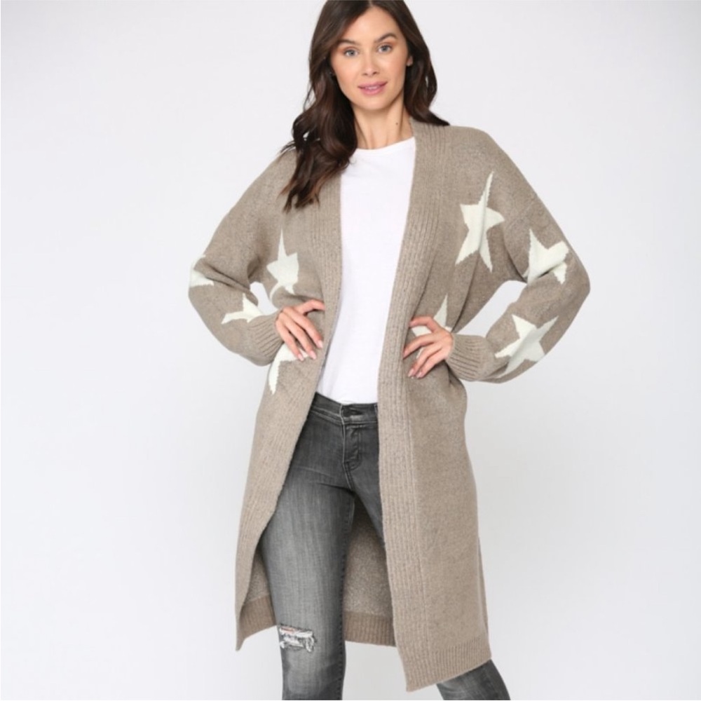 Joh Apparel Sancia Star Cardigan Beige White M Medium